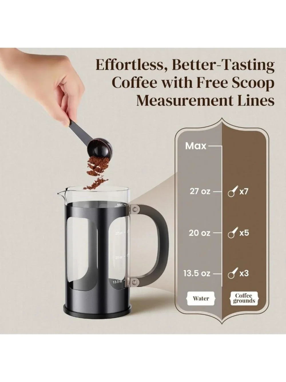 Premium 34oz French Press Coffee Maker - No Plastic, Perfect for Cafe-Quality